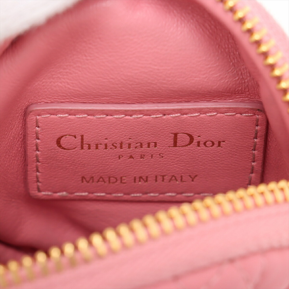 Christian Dior Cannage Leather Chain Shoulder Bag Pink Round - Picture 7 of 8